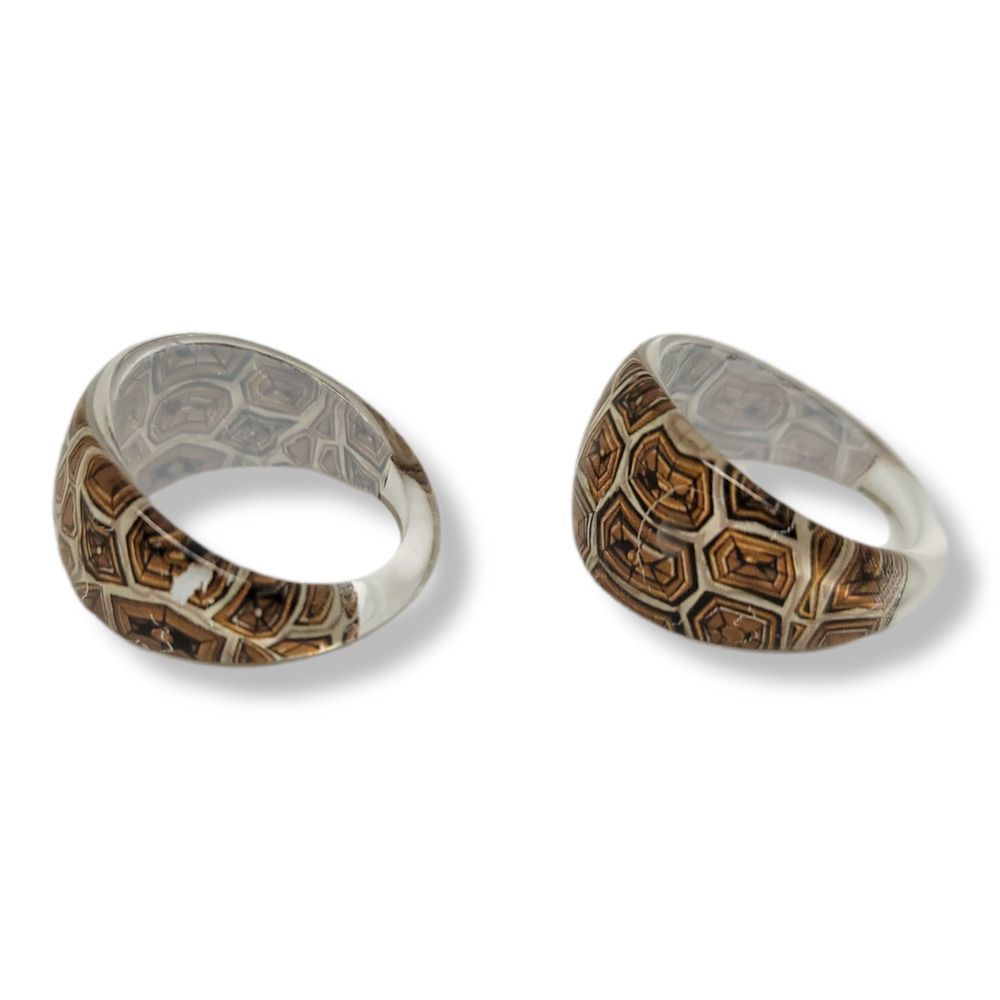 Tortoise Print Acrylic Ring Set Size 8.5 - Picture 2 of 5